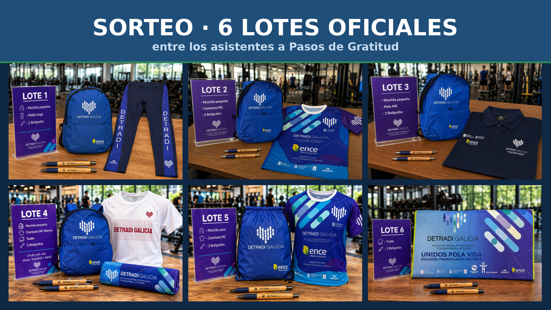 Sorteo de seis lotes oficiales de DETRADI GALICIA entre los asistentes a Pasos de Gratitud 2026